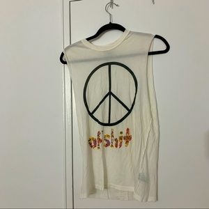 UNIF peace sign 70s hippie rock muscle tee vintage sleeveless t-shirt tank
